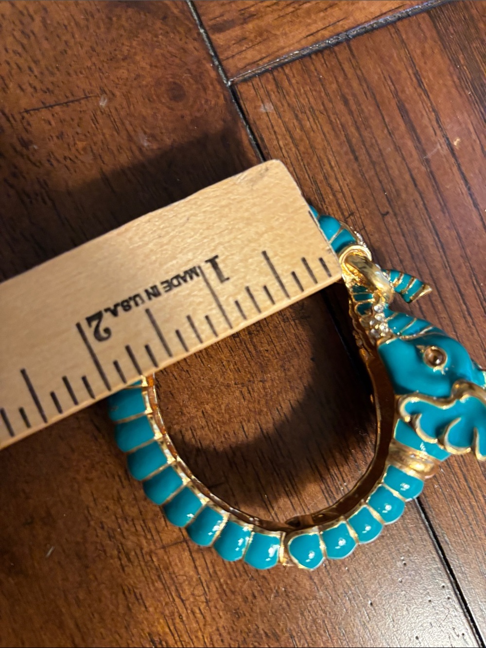 Kenneth Jay Lane KJL Teal Enamel & Rhinestone Elephant Head Cuff Bracelet - Picture 9 of 10